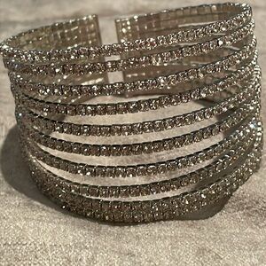 Crystal City 10 Layer Austrian Crystal Cuff Bracelet 7-8”